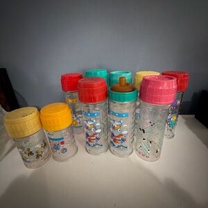 10 Vintage Baby Bottle Lot Playtex Animal Print Airplane Retro 1980s 1990s